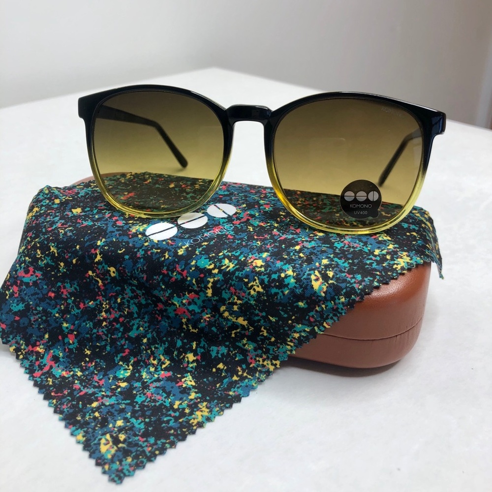 New KOMONO Urkel  Black and Yellow Sunglasses